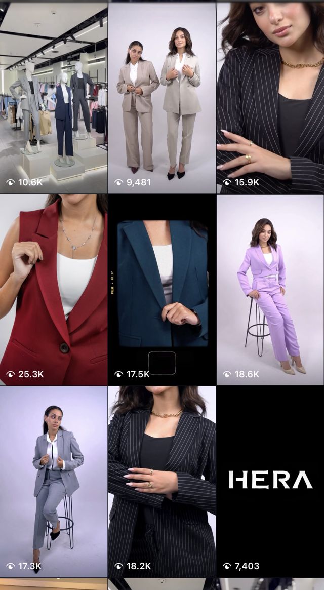 Instagram Reels grid showing view counts: Reels at 10K–25K views each