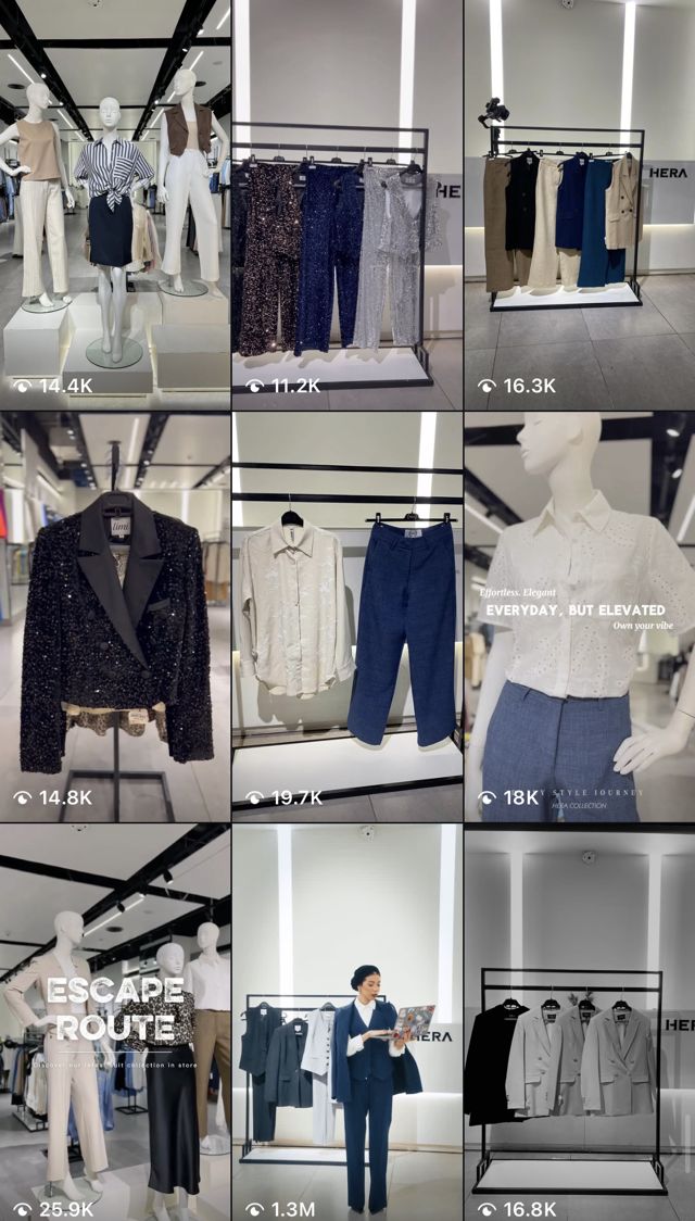 Instagram Reels grid showing view counts: Top Reel at 1.3M views