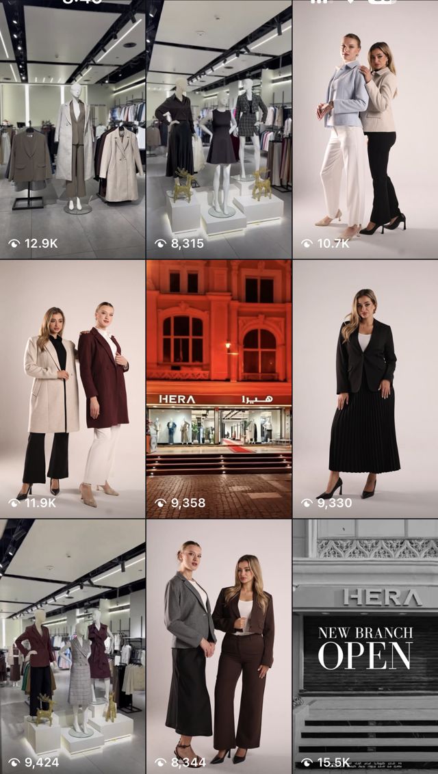 Instagram Reels grid showing view counts: Steady 8K–16K per Reel