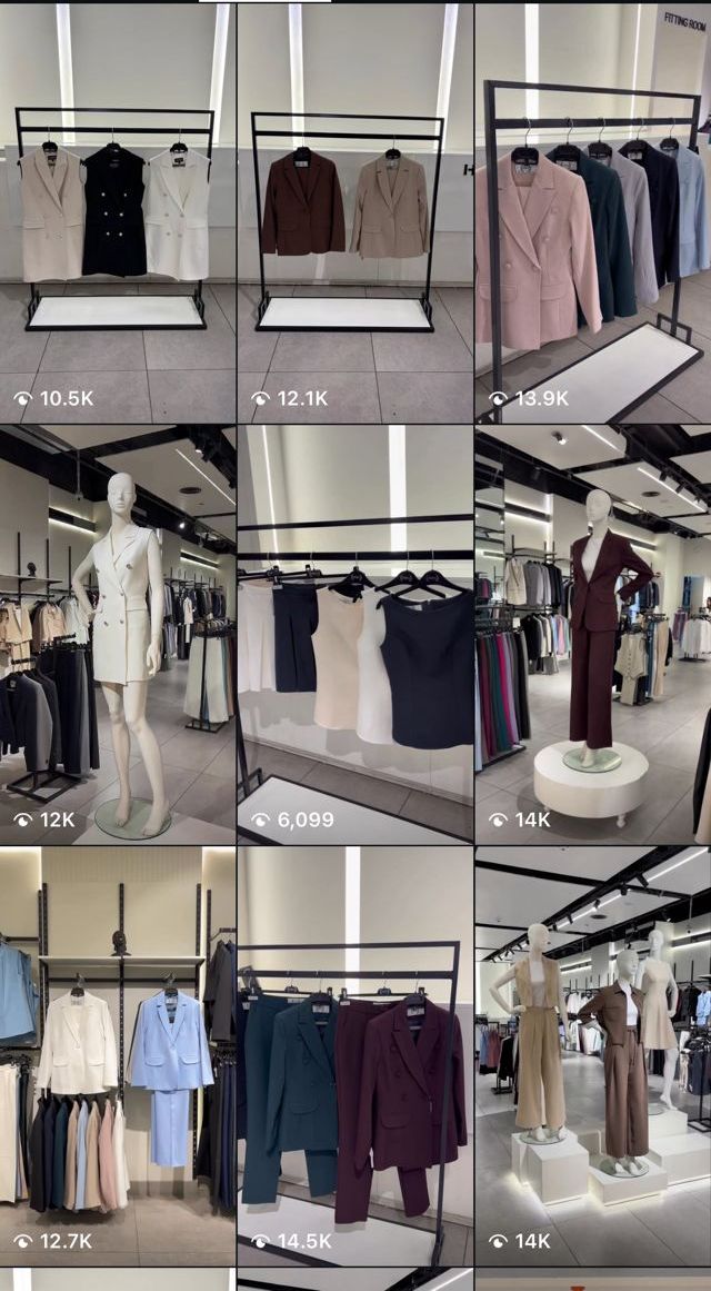 Instagram Reels grid showing view counts: Reels at 10K–14K each
