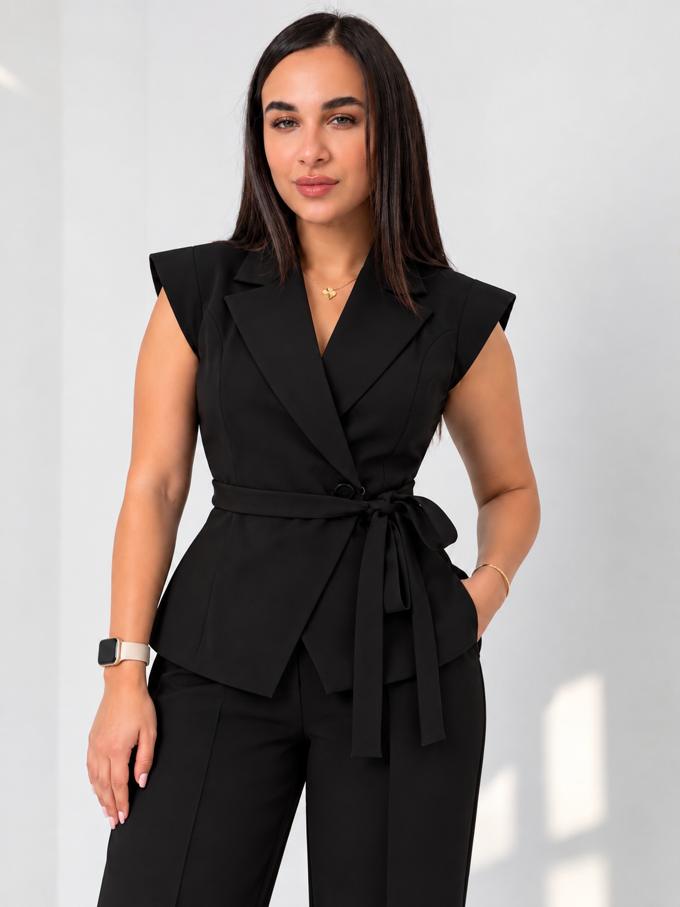 AI fashion visual: Belted vest set · studio