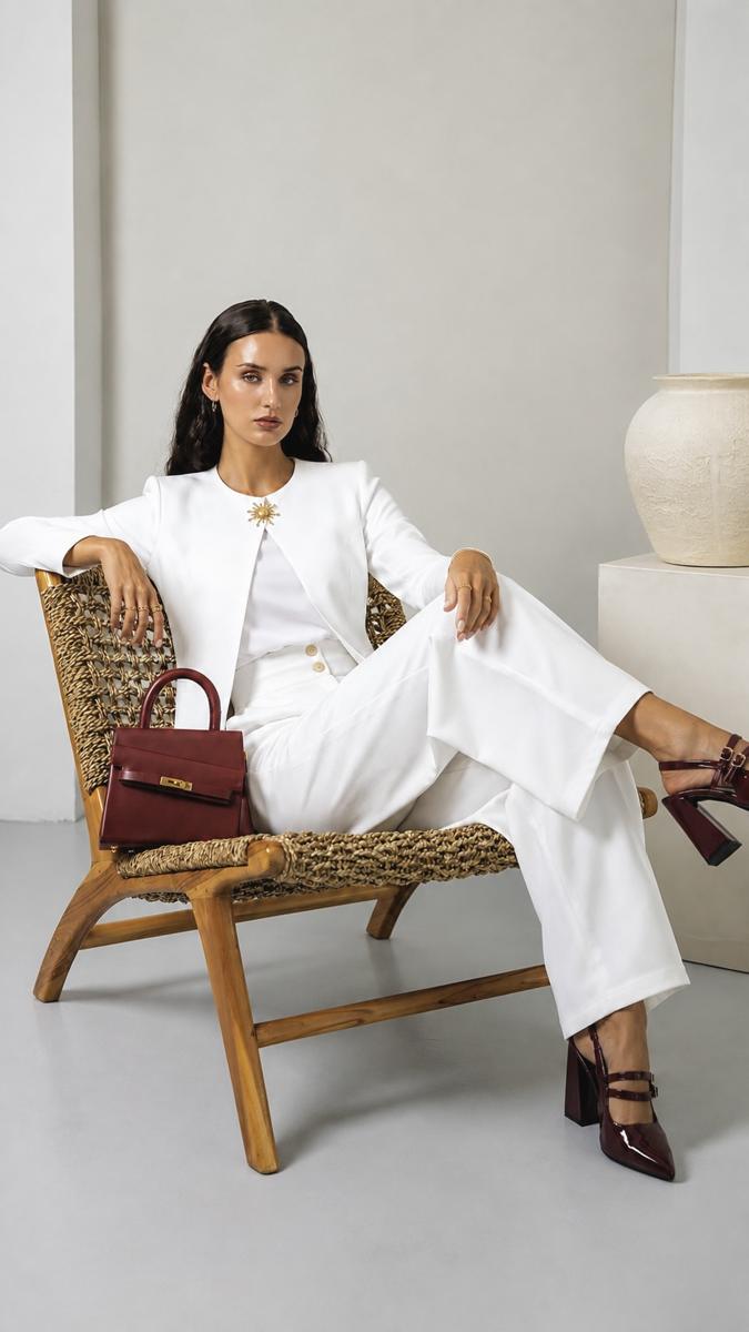 AI fashion visual: White suit · editorial