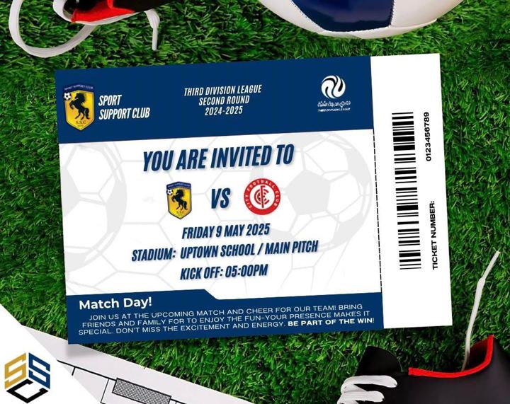 Sport Support Club design: Match-day invitation · ticket design